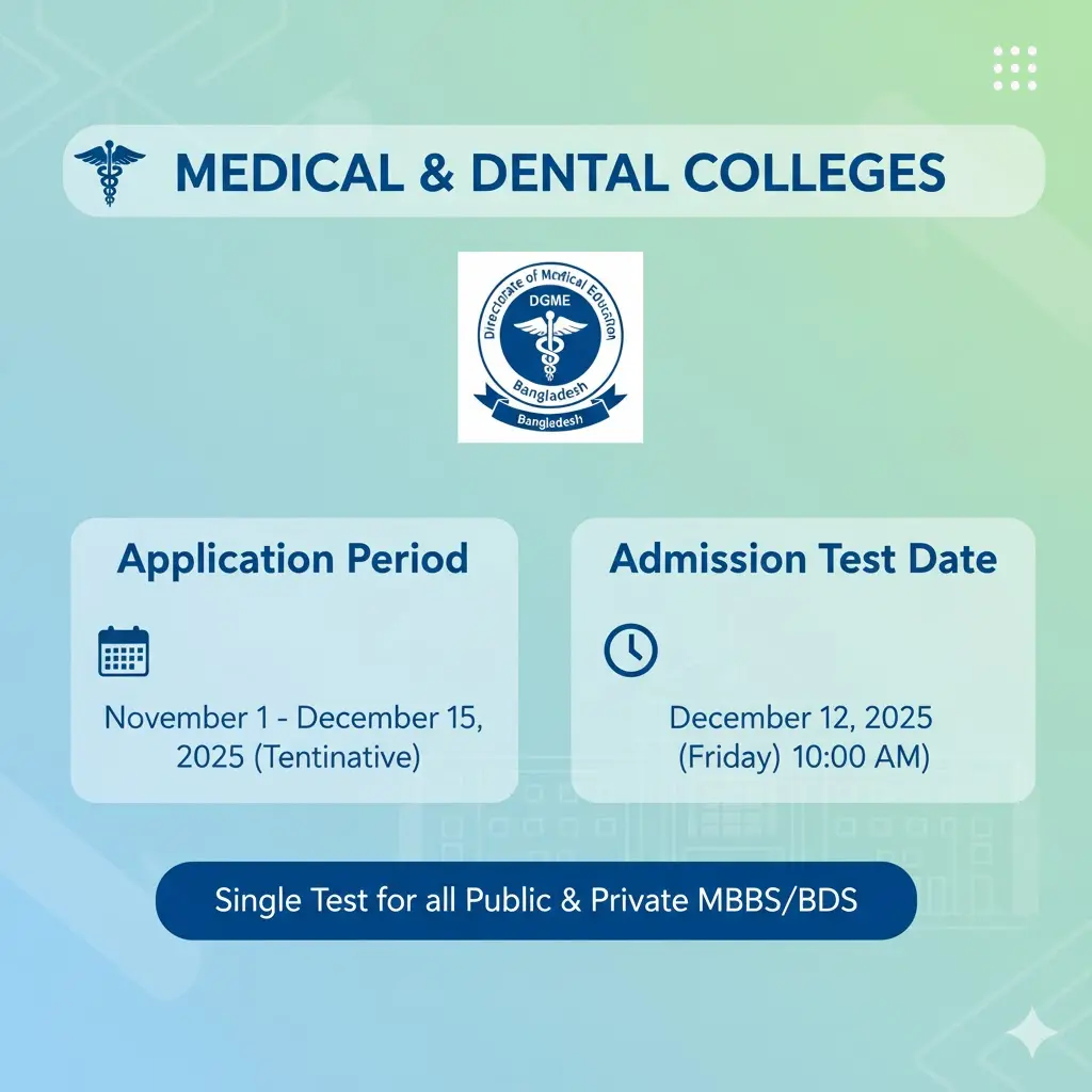মেডিকেল ও ডেন্টাল ভর্তি পরীক্ষা ২০২৬