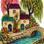 Fairy cottage bead embroidery