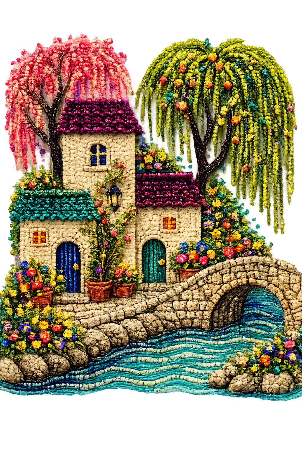 Fairy cottage bead embroidery